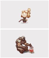 Two Sides Of The Same Coin Doomguy And Isabelle Animal Crossing Fan Art Animal Crossing Funny Animal Crossing Game