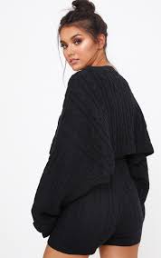 Maybe you would like to learn more about one of these? Black Over Sized Crop Knit Jumper Knitwear Prettylittlething