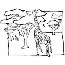 Giraffe And Elephant In Savanna Printable Coloring Page Free To Download And Print In 2020 Zoo Animal Coloring Pages Animal Coloring Pages Animal Coloring Books