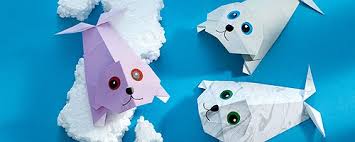 Papiertiere kann man auch mit kindern recht einfach aus tonpapier oder speziellem, farbigen solche kalender kann man auch selber ausdrucken. Origami Tiere Falten Robbe Familie De