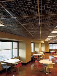 Financial Institution With Mesh Ceilings Metalworks Mesh Welded Wire 2cell In Nickel Chrome Ceilingtrend D Metal Ceiling Dropped Ceiling Ceiling Design