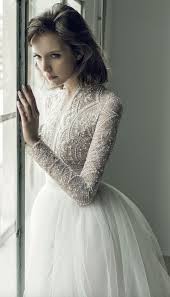 Unique Pearl Studded Netted Bodice Tulle Skirt Wedding Dress Tulle Skirt Wedding Dress Wedding Dress Long Sleeve Wedding Dresses