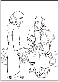 Rather than sending them home, jesus took five loaves and two fish and fed the multitude. Jezus Voed De 5000 Met Een Jonge Jongen Vijf Broden En Twee Vissen Johannes 6 Sunday School Coloring Pages Bible Crafts Bible Story Crafts