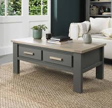 Montana white trunk coffee table set. Oakham Dark Grey Scandi Oak Coffee Table With Drawers Oak Furniture Uk