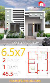 Small House Design 6 5x7 With 2 Bedrooms Full Plans House Plans 3d Small House Design Plans House Front Design House Fence Design
