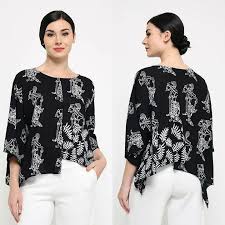 Regrann From Bebatikanjogja Nafeea Paris Wayang Black Aff Casual Blouse Assymetric Yang Terbuat Dari Bahan Katun Pa Model Baju Batik Fashion Blouse Batik