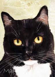 Black And White Tuxedo Cat Clipart Cats Mary Gibbs Art Cute Tuxedo Cat Cats Illustration Watercolor Cat Tuxedo Cat Art