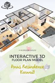 4 Bedroom House Floor Plan In Interactive 3d For A Residence In Kuwait Get Your Own 3d Model T House Floor Plans One Bedroom House Plans 4 Bedroom House Plans