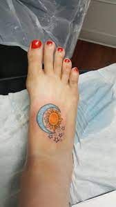 Beautiful Sun Moon And Stars Tattoo For My Two Boys The Sun And The Moon Are The Colors Of My Boys Birthstones Th Moon Star Tattoo Star Tattoos Tattoos