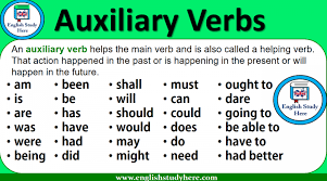 Auxiliary Verbs Helping Verbs English Study English Verbs