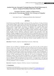 Pd pendahuluan anak taman kanak kanak adalah anak yang… pdf critical review jurnal perkembangan ekonomi kota medan dan pengaruhnya terhadap perkembangan ekonomi kawasan pesisir sekitarnya nurul aini… Pdf Systematic Literature Analysis On Requirements Of The Quranic Psychotherapy Module The Focusing On Pedophilia Remedies Muhammad Fakhrur R A Z I Shahabudin Academia Edu