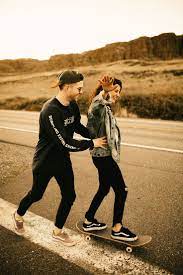 Desert Skateboard Engagement Session Skating Workout Healthylife Healthylifestyle Skateboarding Couples Photographers Near Me Skater Couple