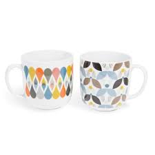 4 Mugs En Porcelaine Multicolores Seventies Maisons Du Monde Maison Du Monde Porcelaine Deco Ameublement