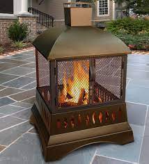 Get everything for your outdoor fireplace right here! Grandezza Fireplace Style Wood Burning Fire Pit With Chimney Metallic Brown Plowhearth