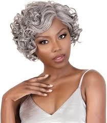 Amazon.com : Motown Tress HD Invisible Lace Front Wig Silver Gray Hair  Collection Glueless SVLP. Wynt (Jet Black 1) : Beauty & Personal Care