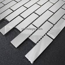 Inox finition brossé ou poli miroir. Credence Inox Cuisine Douche Carrelage Mosaique Inox Cm Brick 64 Miroir