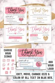 Four 4 Diy Printable Small Business Thank You Card Thank You For Shopping Note Care Card Insert Instagram Poshmark Etsy In 2021 Printable Thank You Cards Small Business Cards Business Thank You