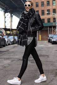 Casual Chic Sweater Oversized Winter Outfits With Fashion Cool Black Leather Jacket Leather Fo Outfits With Leggings Jacket Outfit Women Women Leggings Outfits