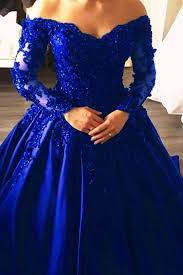 Royal Blue Wedding Dress Ball Gowns Wedding Dress Long Sleeves Wedding Gown Long Sleeve Ball Gown Wedding Dress Long Sleeve Ball Gowns Quincenera Dresses