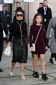 Salma hayek practices bikram yoga, a form of hatha yoga, popularised by bikram choudhary. Salma Hayek 52 Brings Her Mini Me Daughter Valentina 11 To Bottega Veneta S Mfw Show Daily Mail Online