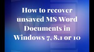 On the windows search bar, type the name of the document and press enter. How To Recover Unsaved Word Document On Windows Youtube