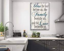 I loooooove this wall decor idea for adding texture and warmth to a space. Rustic Kitchen Blessing Wall Decor Homebnc