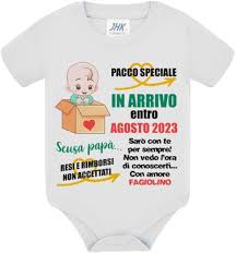 Gattablu Body annuncio gravidanza Pacco speciale in arrivo niente resi con  te per sempre futuro papà! Personalizzato con data nascita e nome o ...