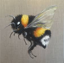 A Fabulously Fuzzy Bumblebee Size 30x30cm Commissioned As A Gift Www Facebook Com Angelabrownart Bee Art Bee Painting Insect Art