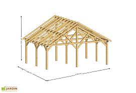 Carport Bois Contrecolle Double Pente 30 5x6m Backyard Pavilion Patio Design Outdoor Backyard