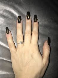 Black And Gold Nails Coffin Coffin Shape Cat Eye Nails Black Gold Black Gold Nails Black Nails Gold Nails