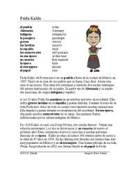 Biografia De Frida Kahlo En Español Frida Kahlo Biografia Spanish Biography On Mexican Artist Reading Comprehension Questions Biography Spanish Reading