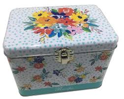 New Pioneer Woman Floral Tin Recipe Box Hard To Find Multi Use Thepioneerwoman