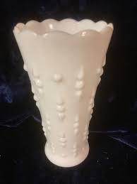 Vintage Milk Glass Tear Drop and Pearl Patten Anchor Hocking Scallop Edge 7"