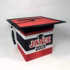 Graduation Cap Card Box Red Black In 2021 Graduation Card Boxes White Graduation Graduation Diy
