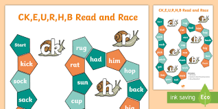 Covering, letters of the alphabet, short vowels, beginning and ending consonants, long vowels, vowel digraphs, s blends, r blends, l blends. Ck E U R H B Phonics Read And Race Game Teacher Made