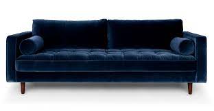 Blue sofas, couches & loveseats. Cascadia Blue 3 Seater Velvet Sofa Sven Article