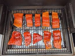 Succulent smoked salmon and zingy lemon transform this simple pasta dish into something really special. Cured And Smoked Salmon On Silverton Apricot Pepper Glaze In Back Homemade Teriyaki Glaze In Front Traeger