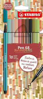 Lot de 10 feutres de coloriage pointe moyenne - STABILO - Pen 68 Nature  Colors - Dessins - Peinture | Cultura