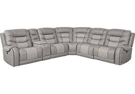 Picture Of Eric Church Highway To Home Headliner Gray Leather 6 Pc Power Plus Sectional From Reclinin Reclining Sectional Sectional Leather Reclining Sectional