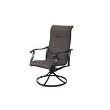 Style Selections Skytop Set Of 2 Black Metal Swivel Dining Chair S With Gray Sling Seat Lowes Com Swivel Dining Chairs Steel Dining Chair Patio Rocking Chairs