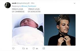 Louis is one of the middle names of prince william and of the new prince's brother, george. Welcome To The Club Prince Louis Says One Direction S Louis Tomlinson Express Digest