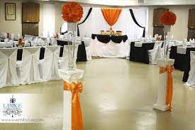 Orange Black And White Wedding Backdrop And Head Table Decor Orange Wedding Ceremony Decor Head Table Wedding Wedding Backdrop Head Table Decor
