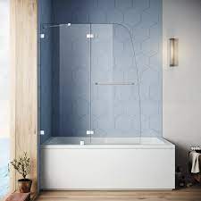 Check spelling or type a new query. Frameless Hinged Tub Door Thick Heavy Clear Glass Polished Chrome Finish Sunny Shower