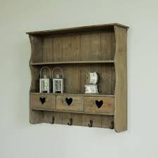 wood wall shelf with hooks wooden