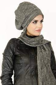 Kircilli Gri Atkili Sapka Bere Tesettur Bone Hazir Sal Hazir Turban Moda Stilleri Moda Dikis Moda