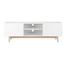 Meuble Tv Vintage En Bois Blanc L 150 Cm Artic Maisons Du Monde Tv Unit Scandi Living Room Vintage Tv