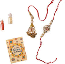 Buy Saavi Collection Traditional Festive Religious Stunning Bhaiya Bhabhi  Kundan Rakhi Bracelet with Roli Chawal Glass Bottle with Rakshabandhan Card  at Amazon.in