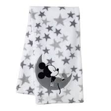 And they keep him warm. Disney Baby Mickey Mouse White Gray Celestial Fleece Blanket