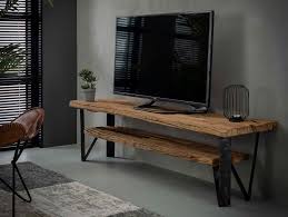 Dank lackierter holzoberflächen und metallischer griffleisten praktisch: Binko Tv Lowboard Rustikal Material Massivholz