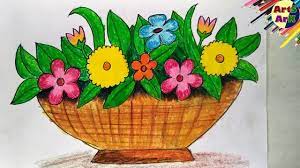 Can't wait to get started and see how quickly you learn to draw floral illustrations. Flower Basket Drawing With Oil Pastel Flowers Drawing For Beginners Youtube